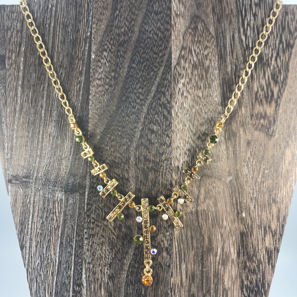 Vintage VCLM GoldTone Statement Crystal Necklace